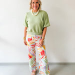 Solid Knit Bubble Sleeve Top - Olive