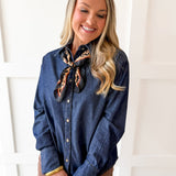 Solid Long-Sleeved Shirt - Dark Denim