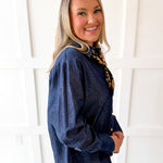 Solid Long-Sleeved Shirt - Dark Denim