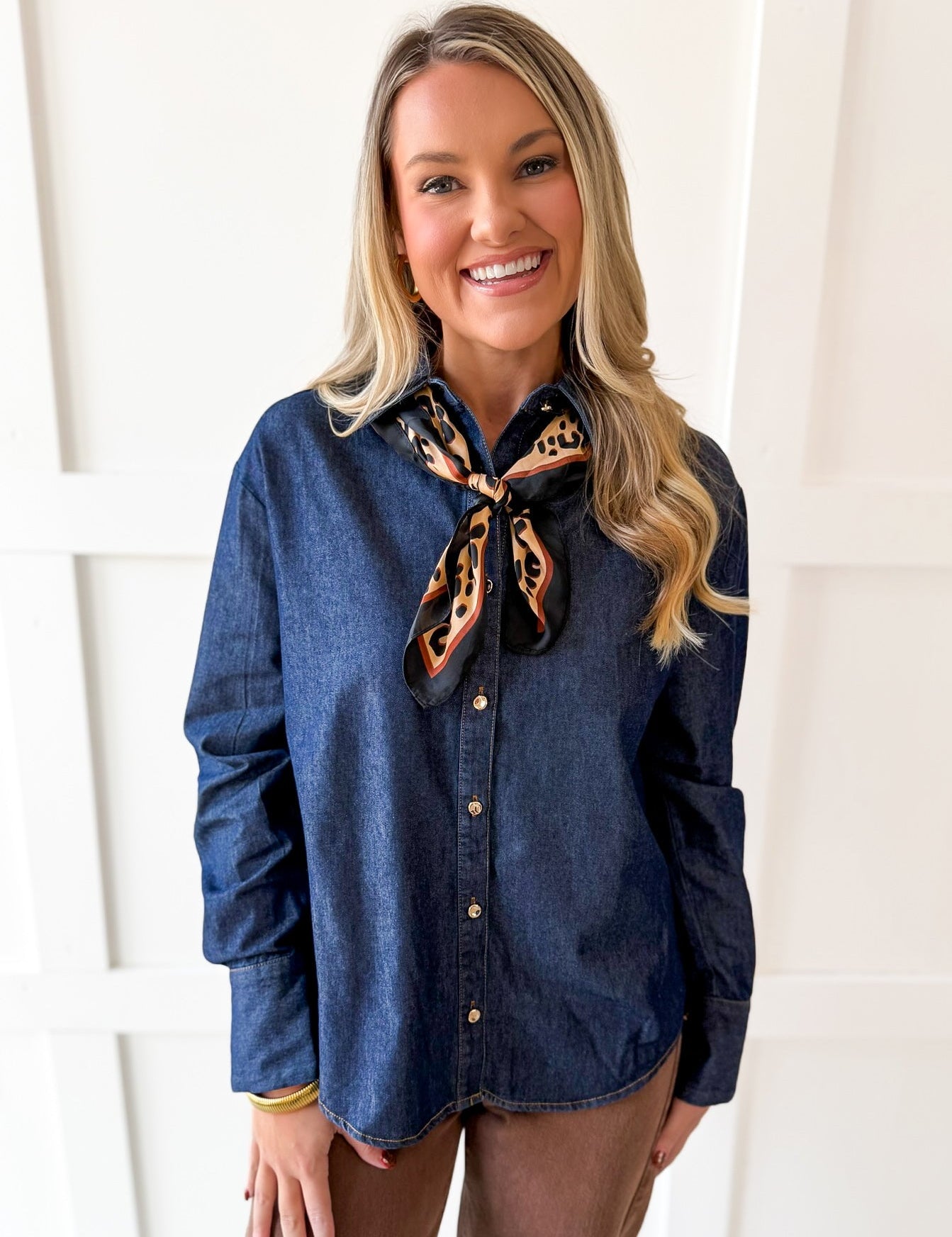Solid Long-Sleeved Shirt - Dark Denim