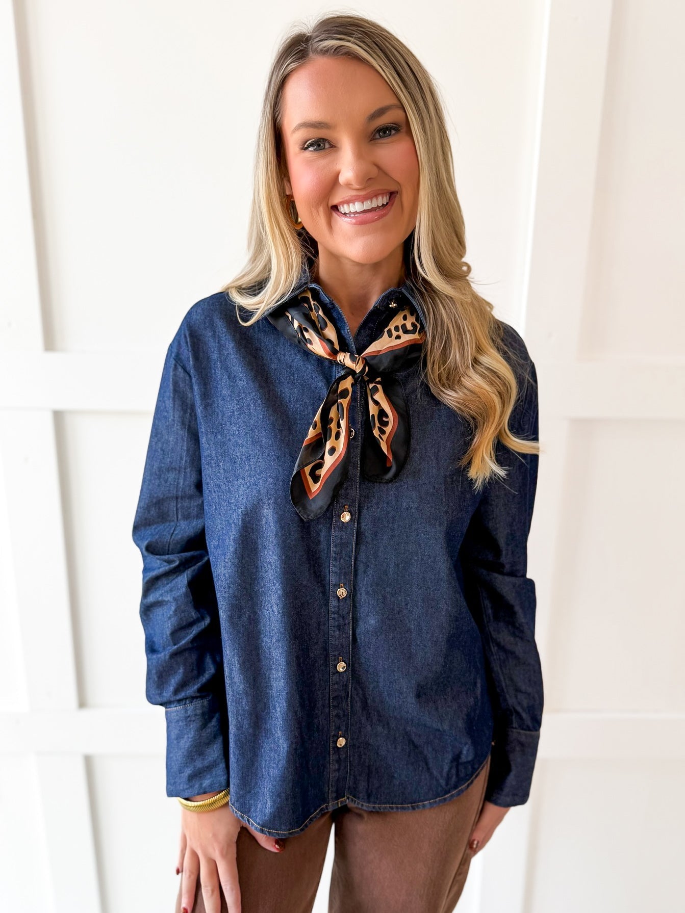 Solid Long-Sleeved Shirt - Dark Denim