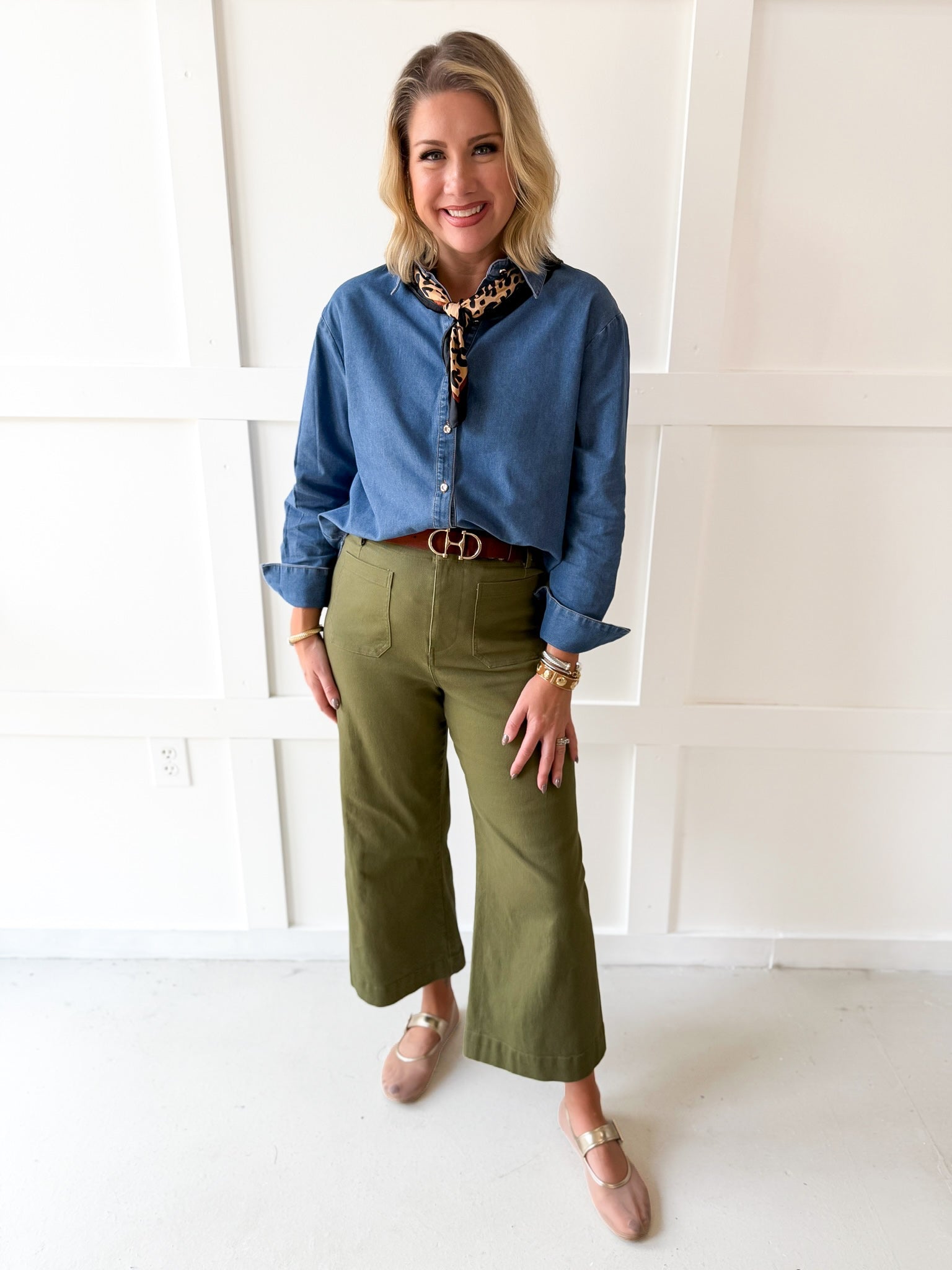 Solid Long-Sleeved Shirt - Denim