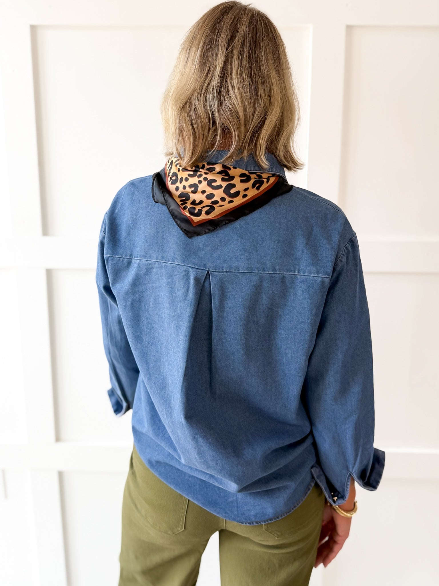 Solid Long-Sleeved Shirt - Denim