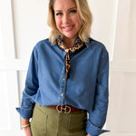 Solid Long-Sleeved Shirt - Denim