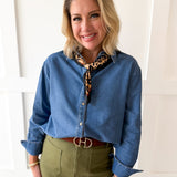 Solid Long-Sleeved Shirt - Denim