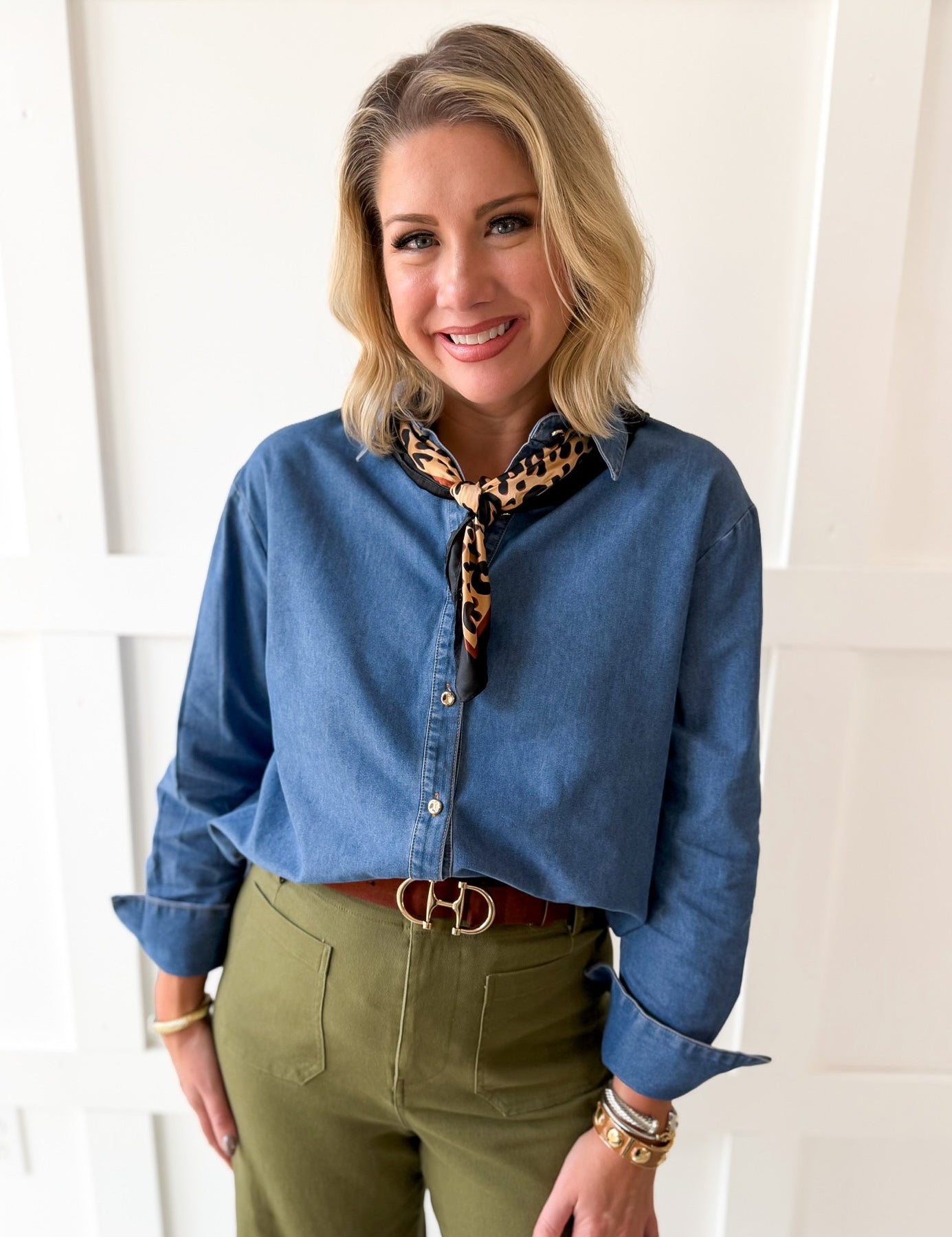 Solid Long-Sleeved Shirt - Denim
