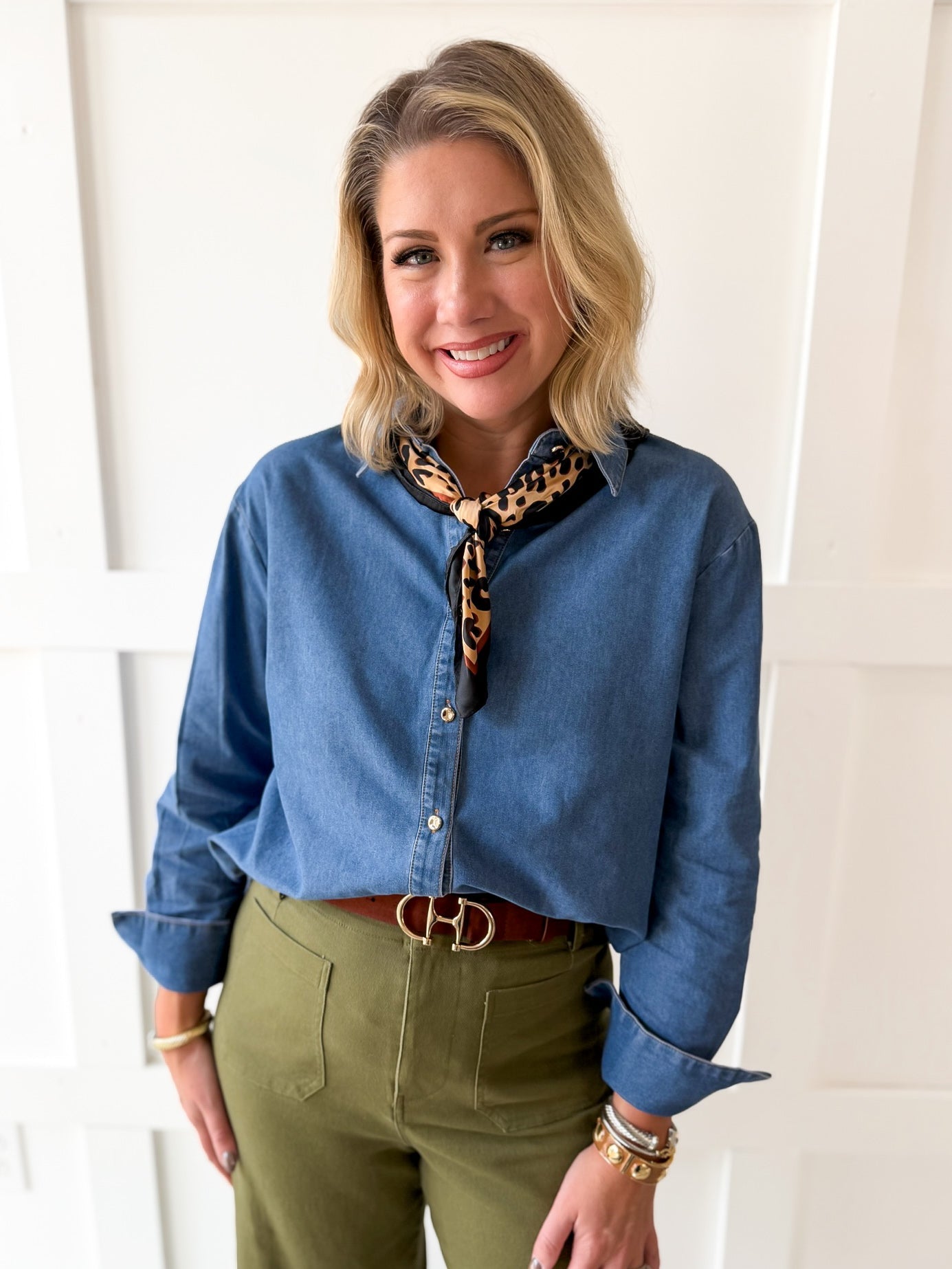 Solid Long-Sleeved Shirt - Denim