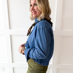 Solid Long-Sleeved Shirt - Denim