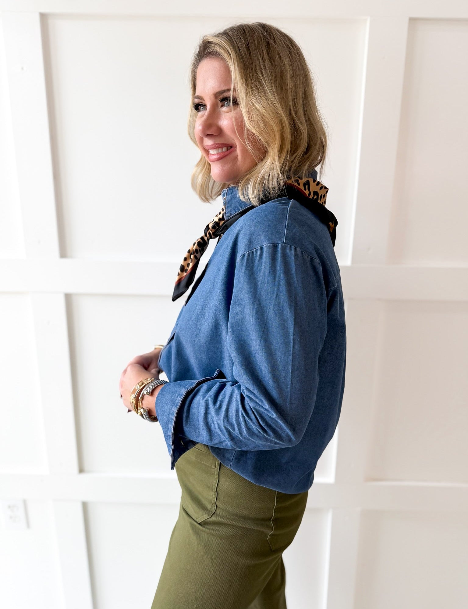 Solid Long-Sleeved Shirt - Denim