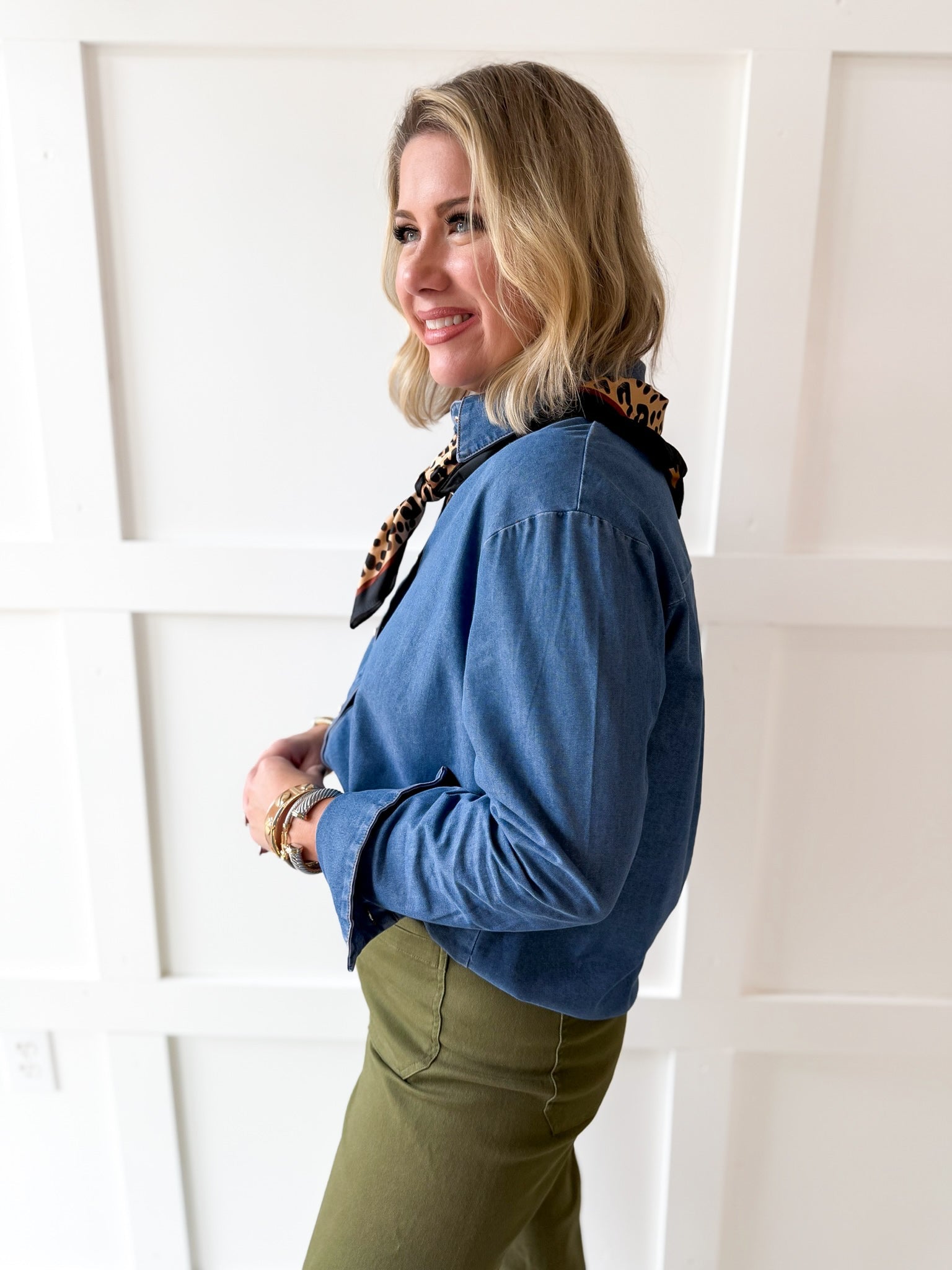 Solid Long-Sleeved Shirt - Denim