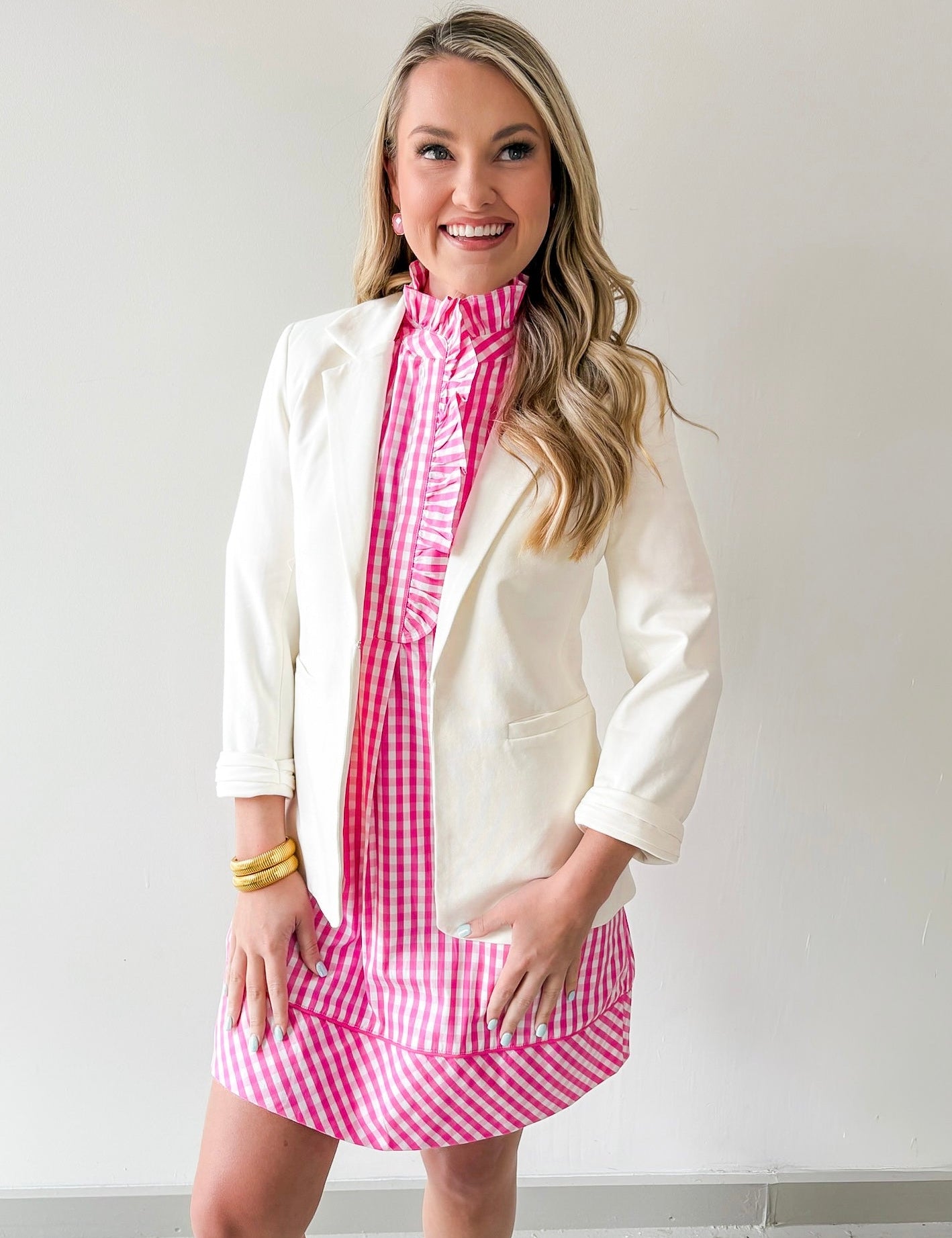 Solid Open Blazer - Cream