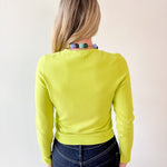 Solid Round Neck Long Sleeve Top - Chartreuse