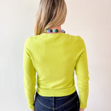 Solid Round Neck Long Sleeve Top - Chartreuse