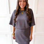 SpaceKnit Relaxed Top & Skort Set - Charcoal