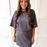 SpaceKnit Relaxed Top & Skort Set - Charcoal