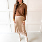 Sparkled Crew Sweater- Chocolate