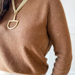 Sparkled Crew Sweater- Chocolate
