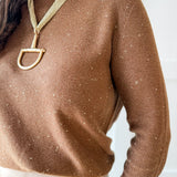 Sparkled Crew Sweater- Chocolate