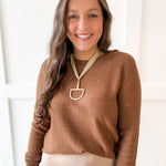 Sparkled Crew Sweater- Chocolate