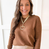 Sparkled Crew Sweater- Chocolate