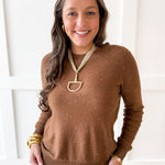 Sparkled Crew Sweater- Chocolate