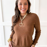 Sparkled Crew Sweater- Chocolate