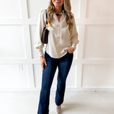 Split Neck Blouse - Ecru