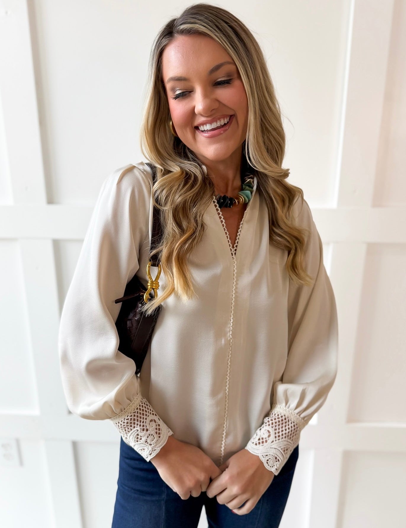 Split Neck Blouse - Ecru