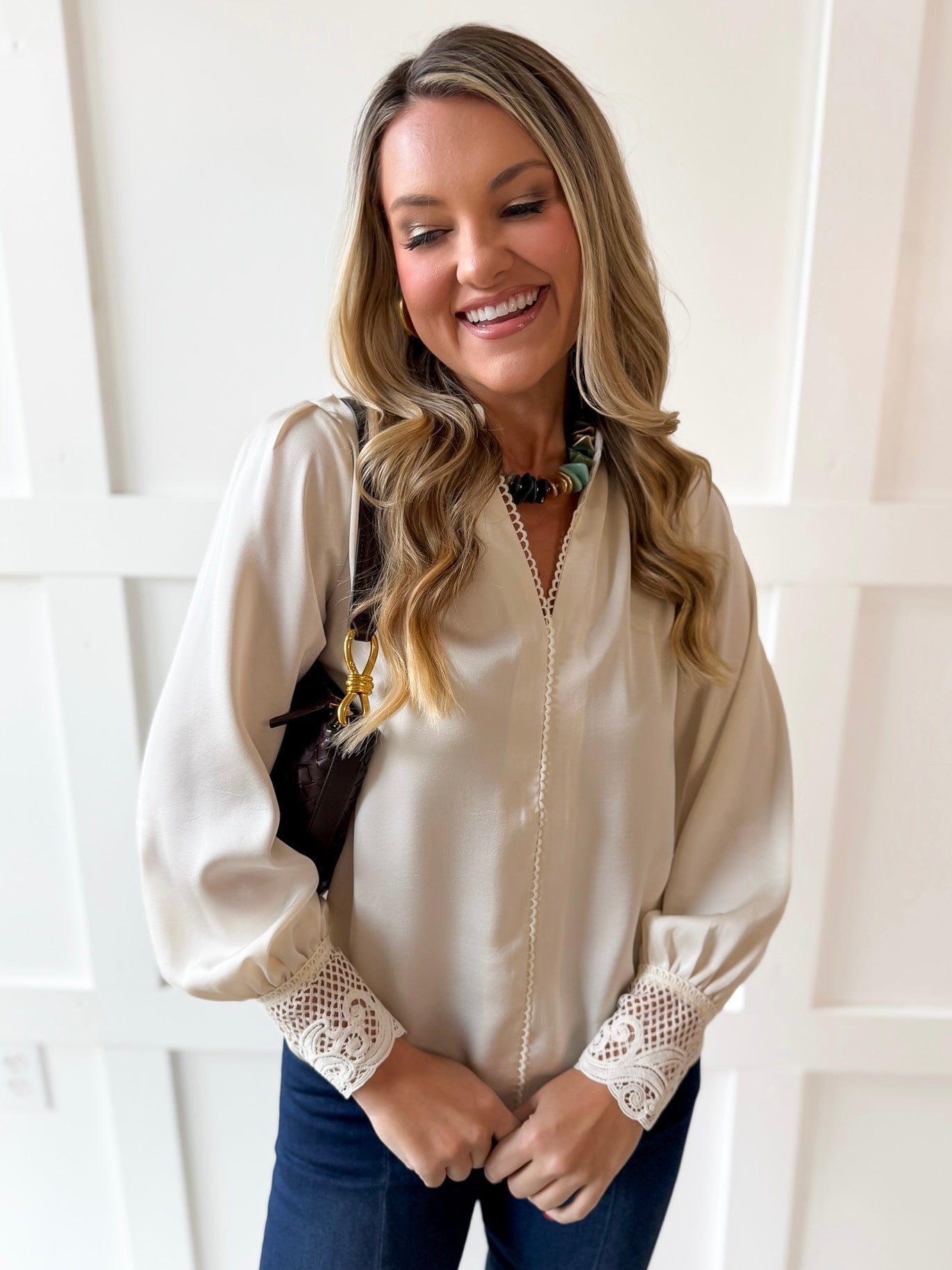 Split Neck Blouse - Ecru