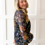 Split Neck Pleated Blouse