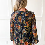 Split Neck Pleated Blouse