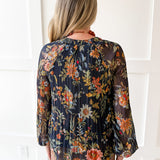 Split Neck Pleated Blouse