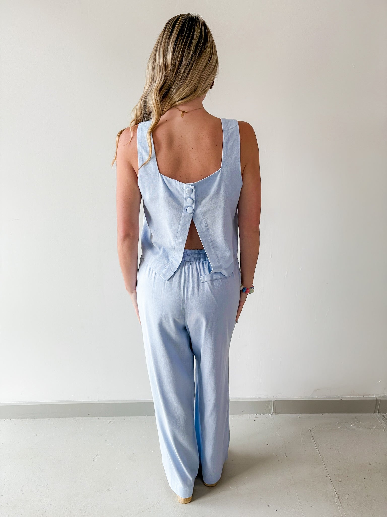Square Neck Linen Top & Pants Set