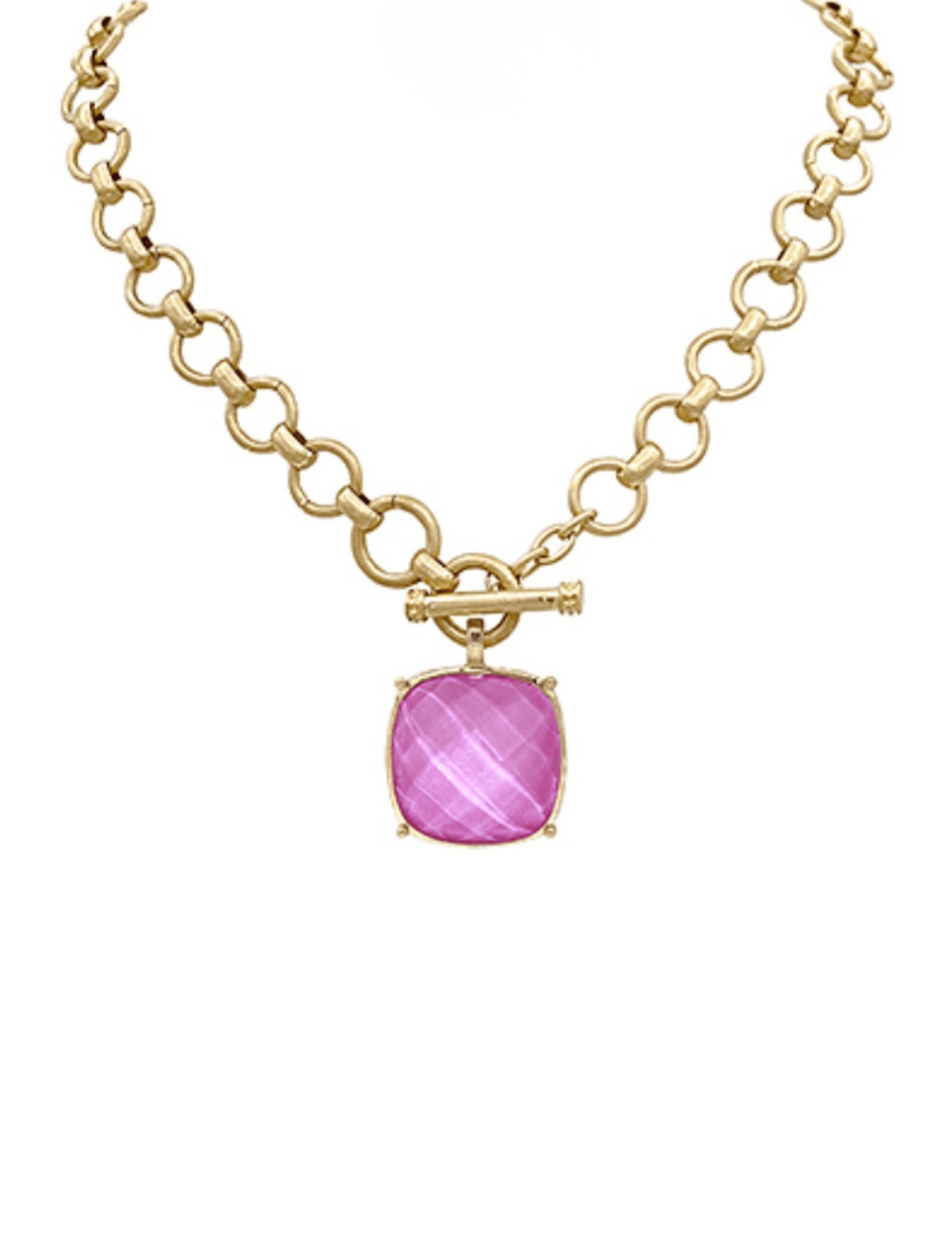 Square Stone Pendant Necklace