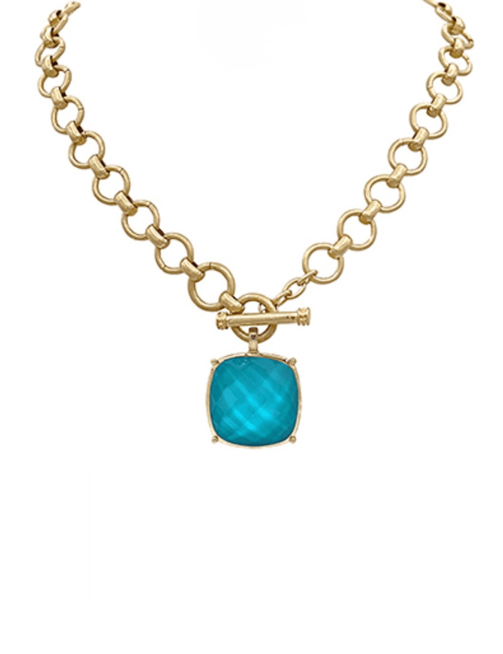 Square Stone Pendant Necklace