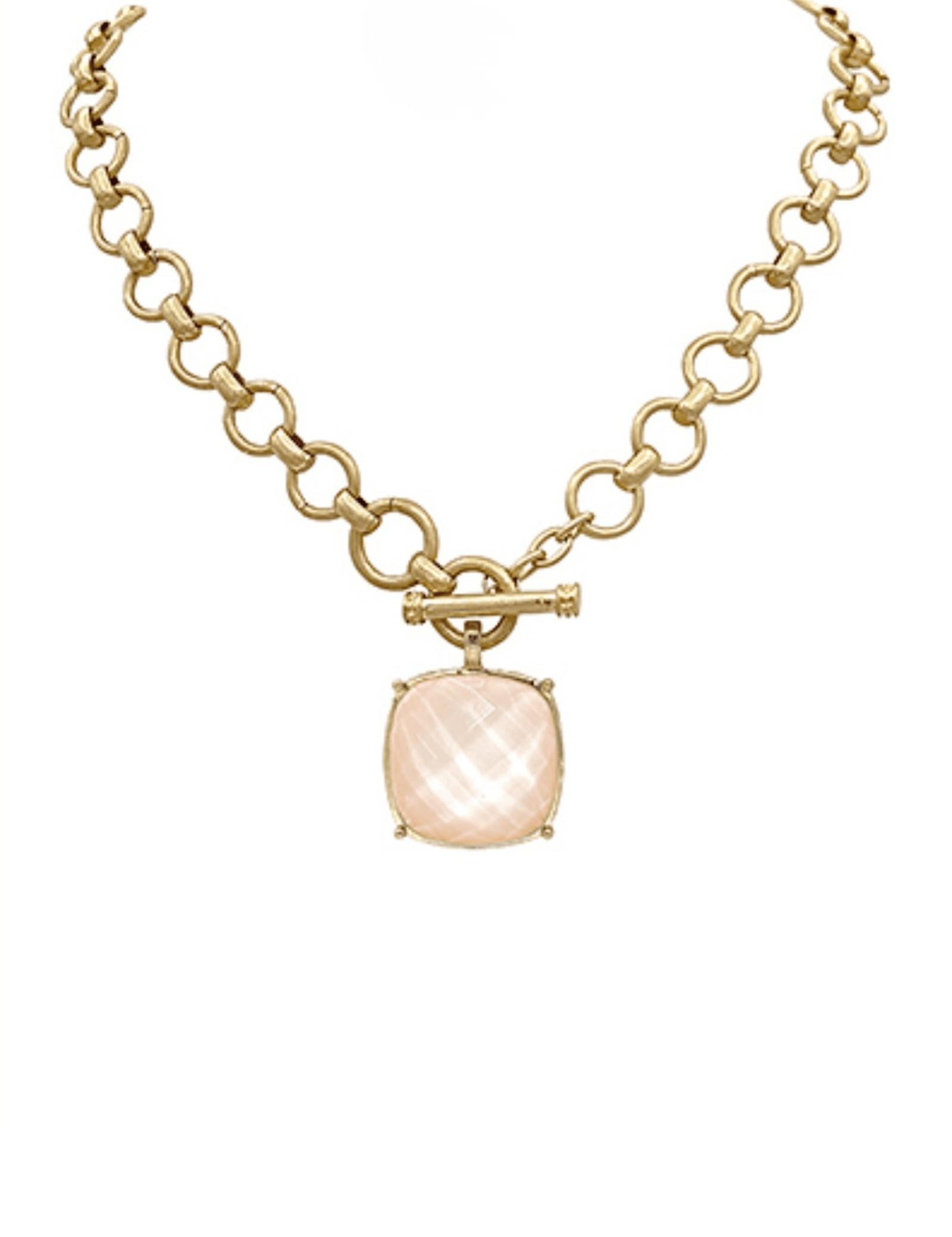 Square Stone Pendant Necklace