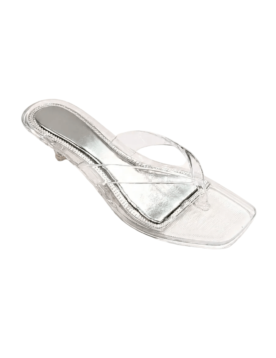 Stacy Square Toe Jelly Kitten Heel - Clear