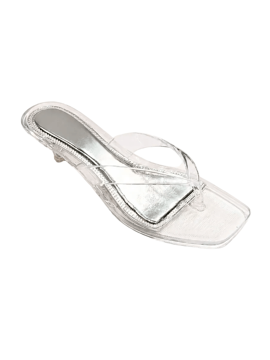 Stacy Square Toe Jelly Kitten Heel - Clear