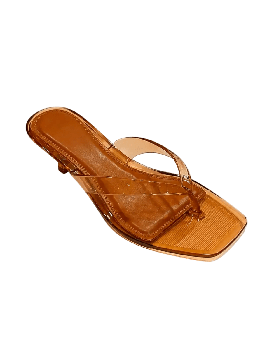 Stacy Square Toe Jelly Kitten Heel - Natural