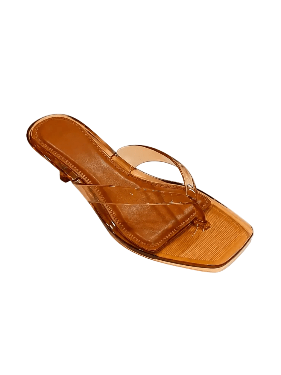 Stacy Square Toe Jelly Kitten Heel - Natural