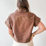Stand Collar Top Button Placket -Brown