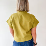 Stand Collar Top Button Placket -Olive