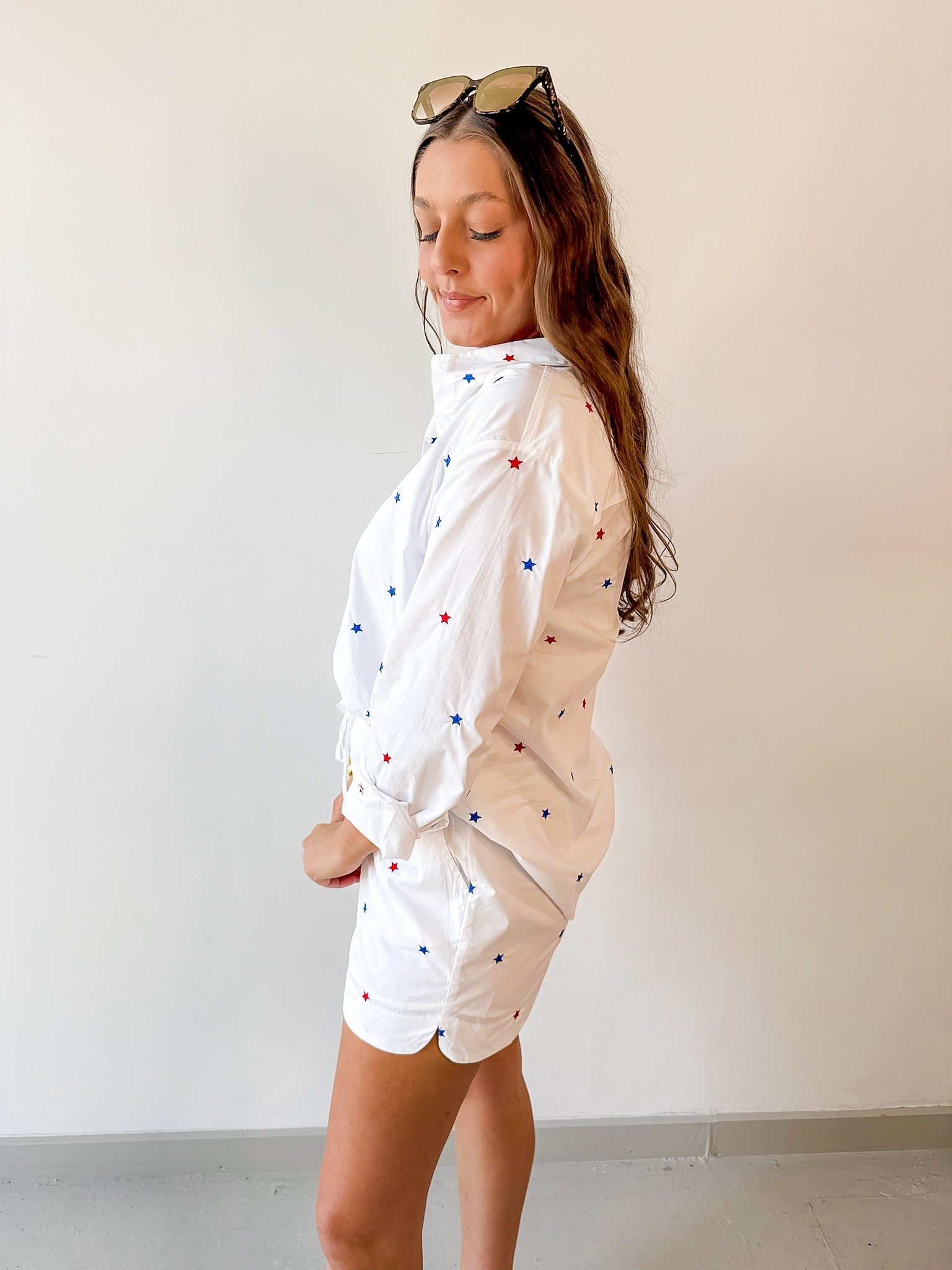 Star Print Button Down Shirt