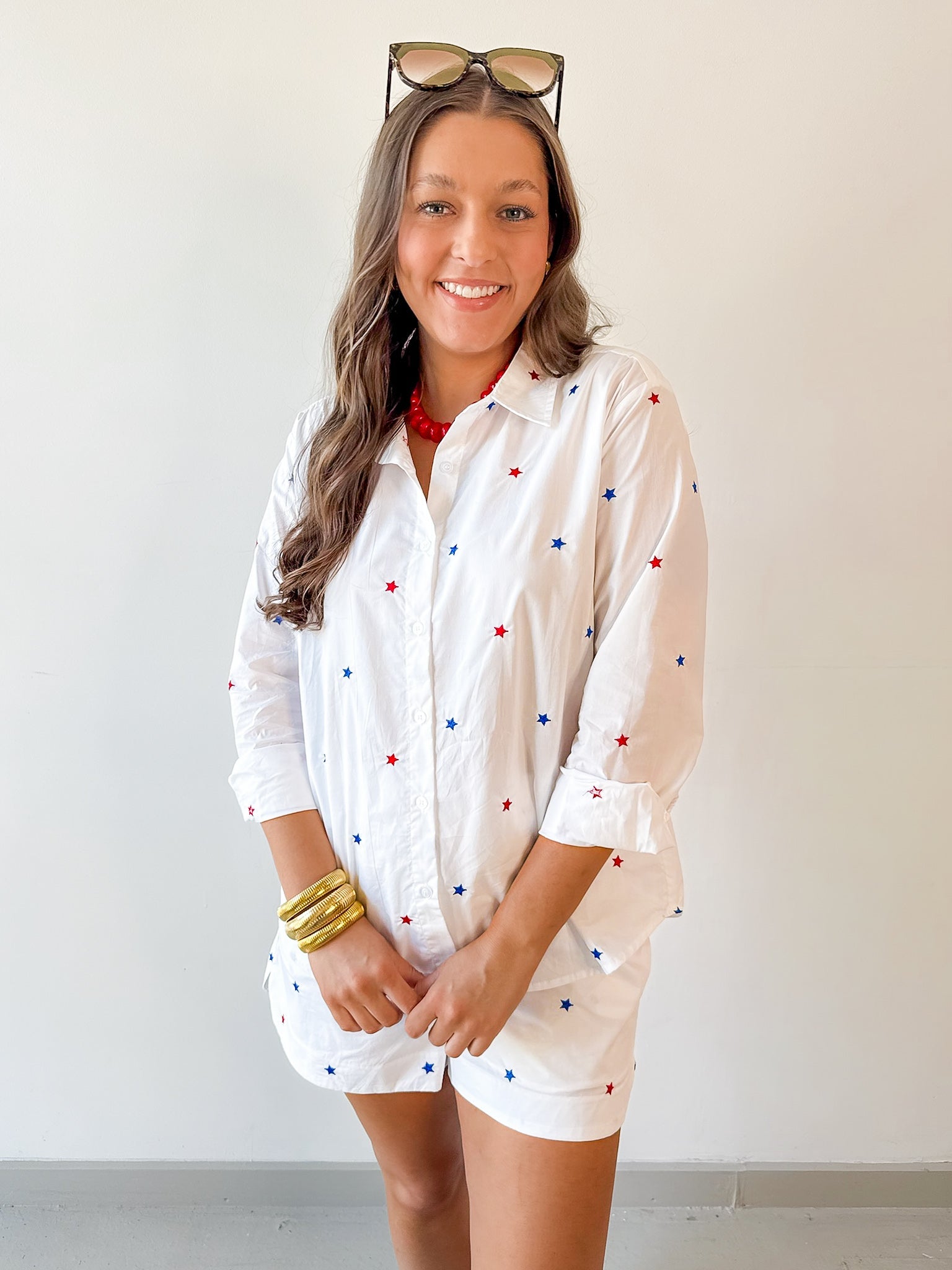 Star Print Button Down Shirt