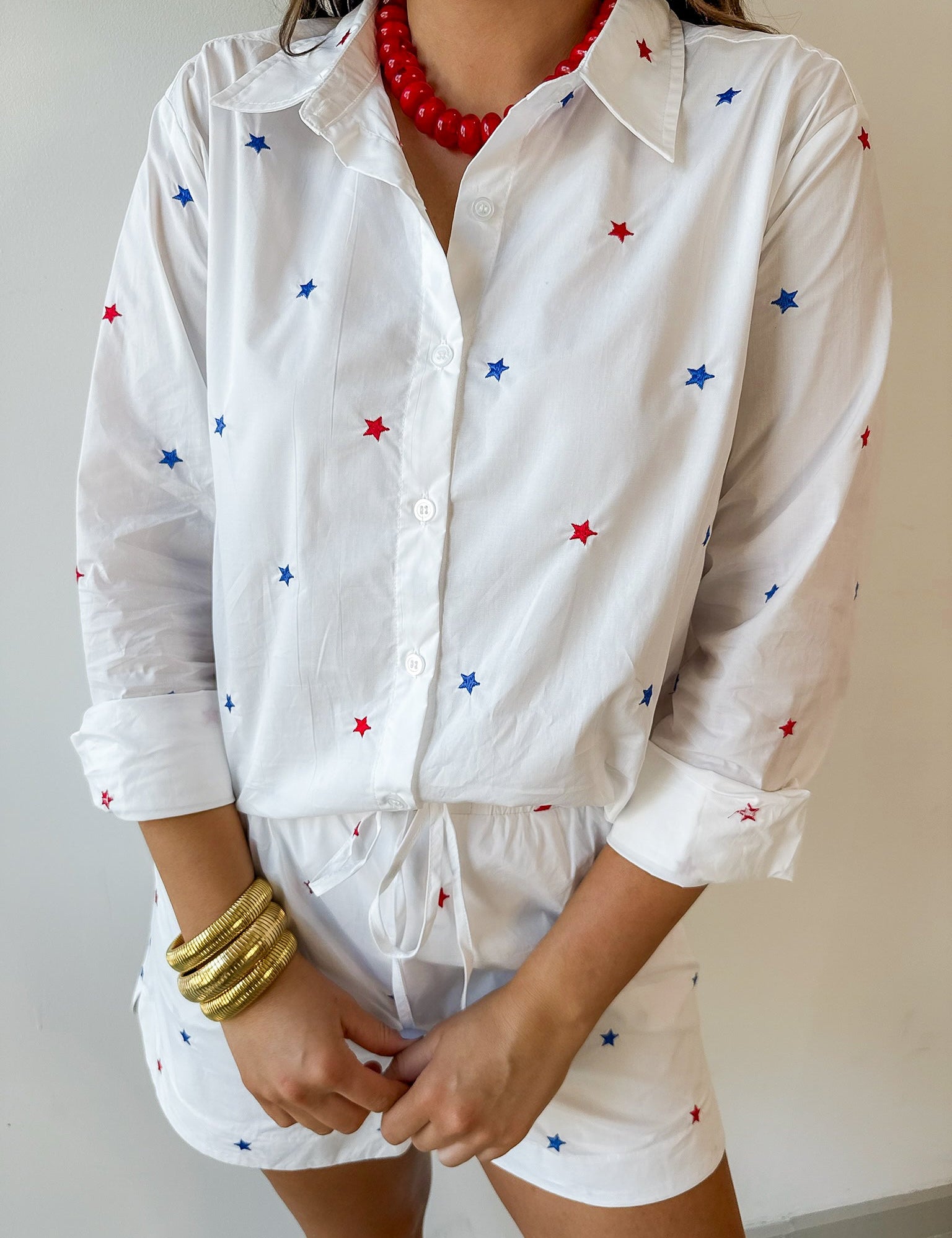 Star Print Button Down Shirt