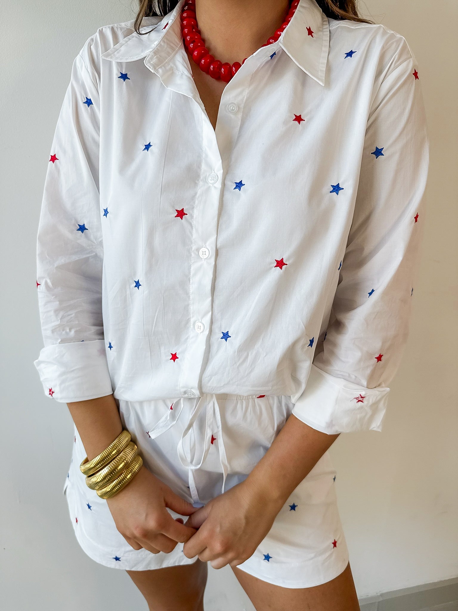 Star Print Button Down Shirt