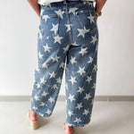 Star Printed Barrel Leg Pants