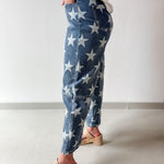 Star Printed Barrel Leg Pants