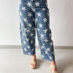 Star Printed Barrel Leg Pants