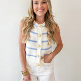 Starfish Button Striped Knit Vest